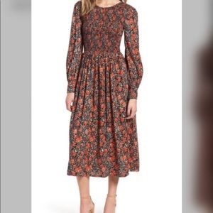 Hinge Print Smocked Bodice Dress - NWT